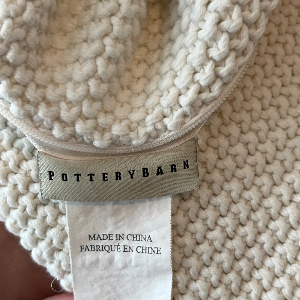 Pottery Barn Cream Needle Waffle Weave Pillow Covers (2) 26x26”